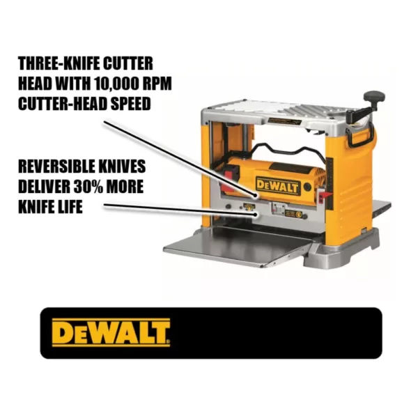 DEWALT 12-1/2 in. Portable Thickness Planer with Three Knife Cutter-Head with 24 in. Tote with Organizer