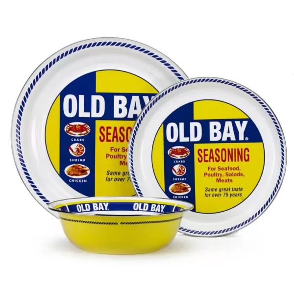 Golden Rabbit 15 in. Old Bay Enameled Steel Round Serving Tray