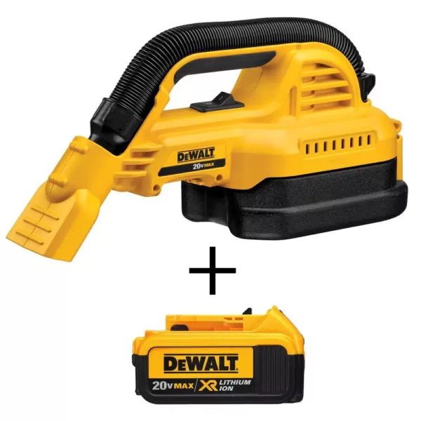 DEWALT 20-Volt 1/2 Gal. MAX Lithium-Ion Wet/Dry Portable Vacuum with Bonus 20-Volt MAX XR Li-Ion Premium Battery Pack 4.0 Ah